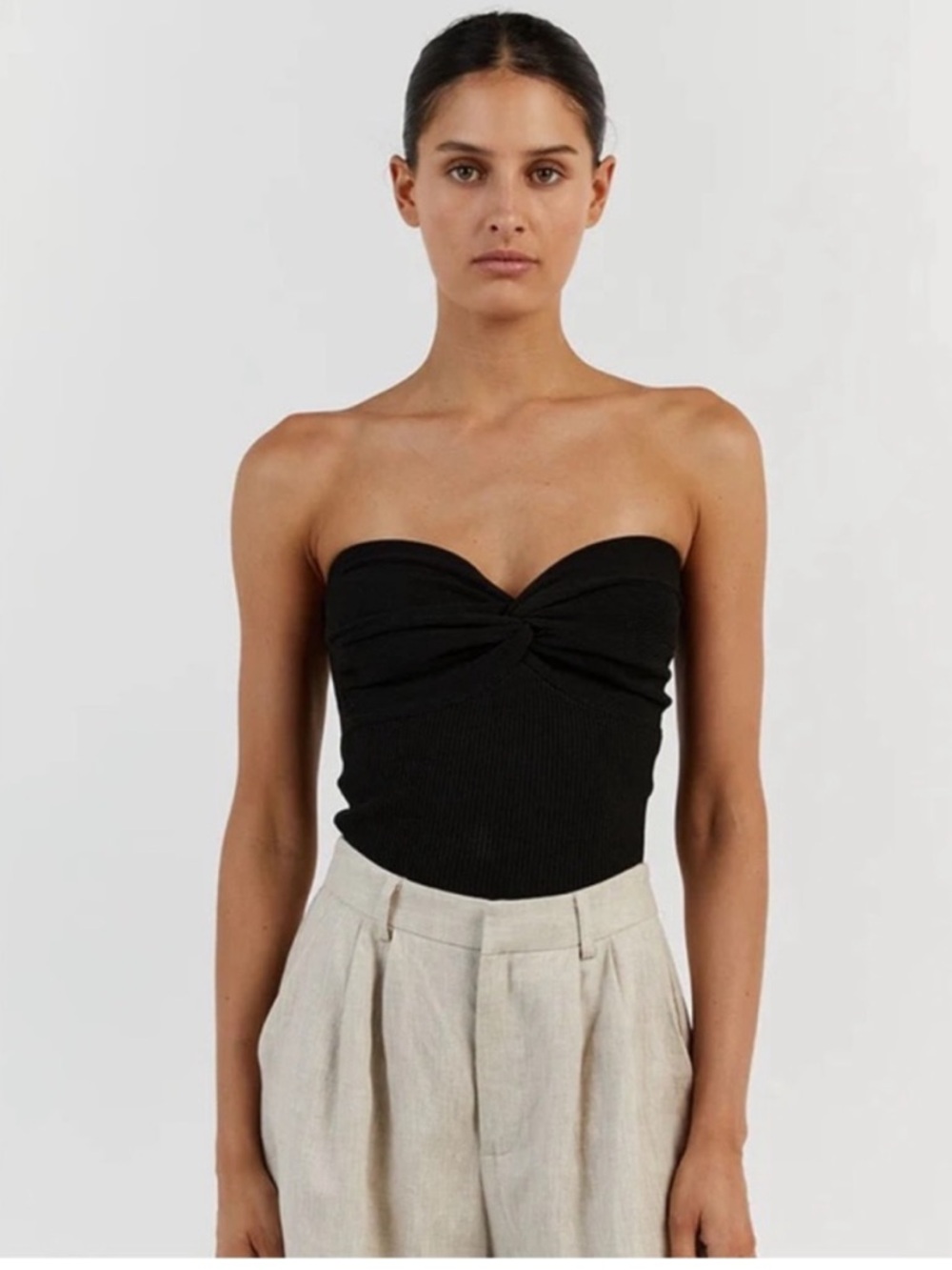 Dissh Strapless Anika Twist Tie Top in Black Size 2 NWOT